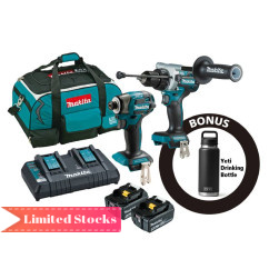 Makita DLX2516TX2 - 18V Brushless 2 Piece 2 X 5.0ah Combo Kit Included Yeti Drink Bottle